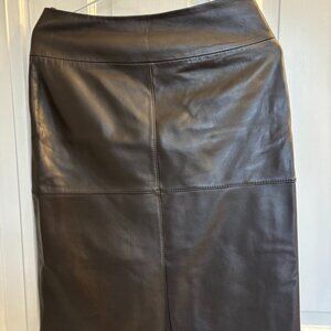 Jaclyn Smith leather skirt, lined, brown, retro chic, size S